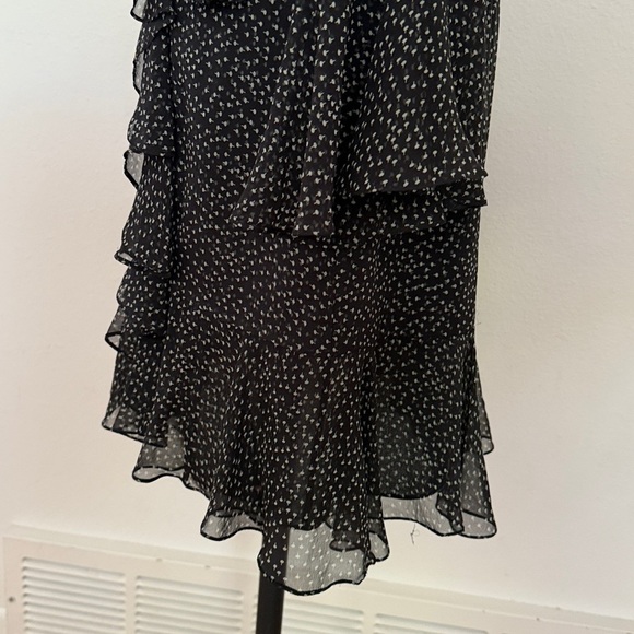 3.1 Phillip Lim sz 10 Black Cream 100% silk Patterned Dress 35” length ruffles - Picture 7 of 12
